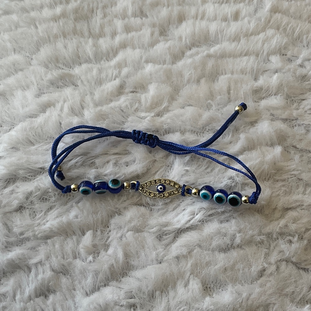 Blue Evil Eye Beaded Bracelet